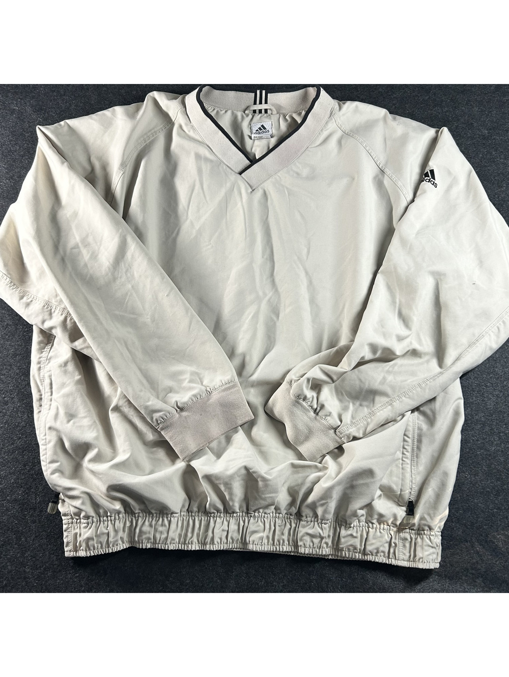 Adidas Vintage Windbreaker Pullover Jacket Size 2XL Beige V-Neck Lightweight